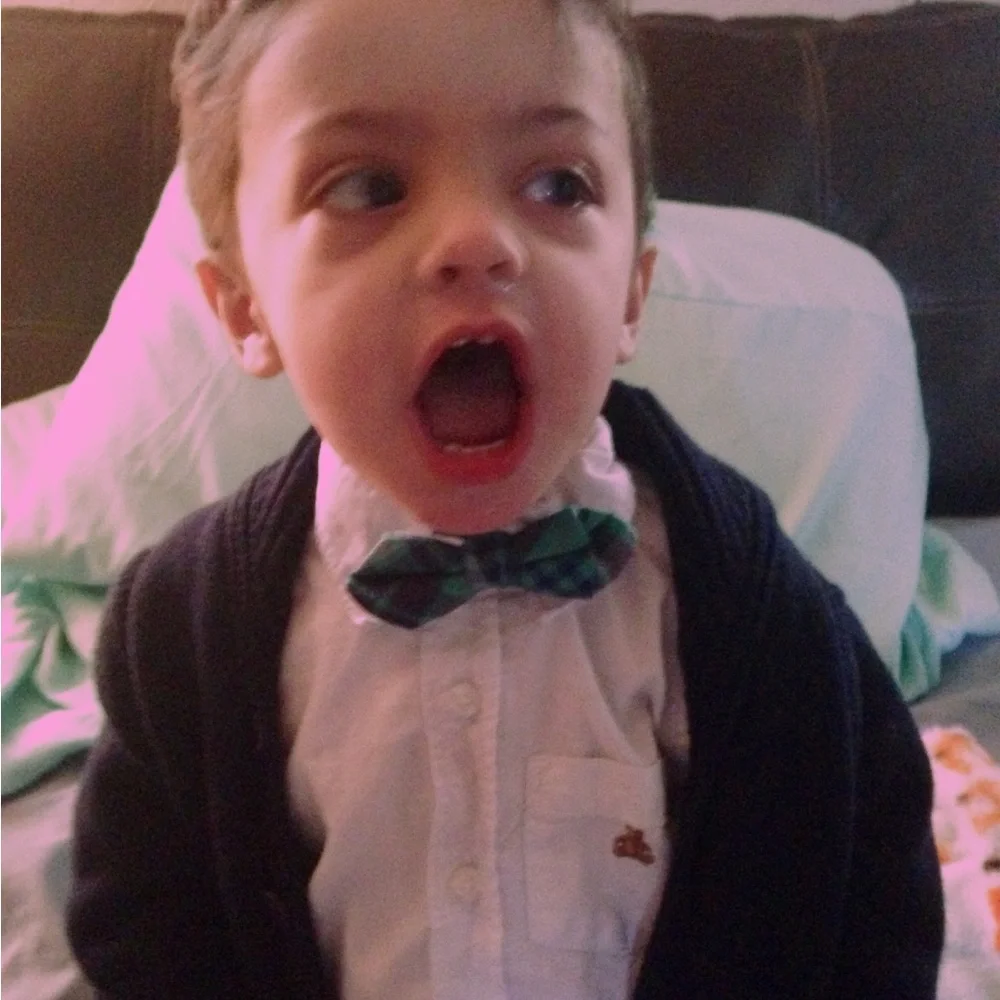 J. Crew Boys Teal and Navy Plaid Bow Tie